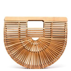 Cult Gaia style brown bamboo small bag